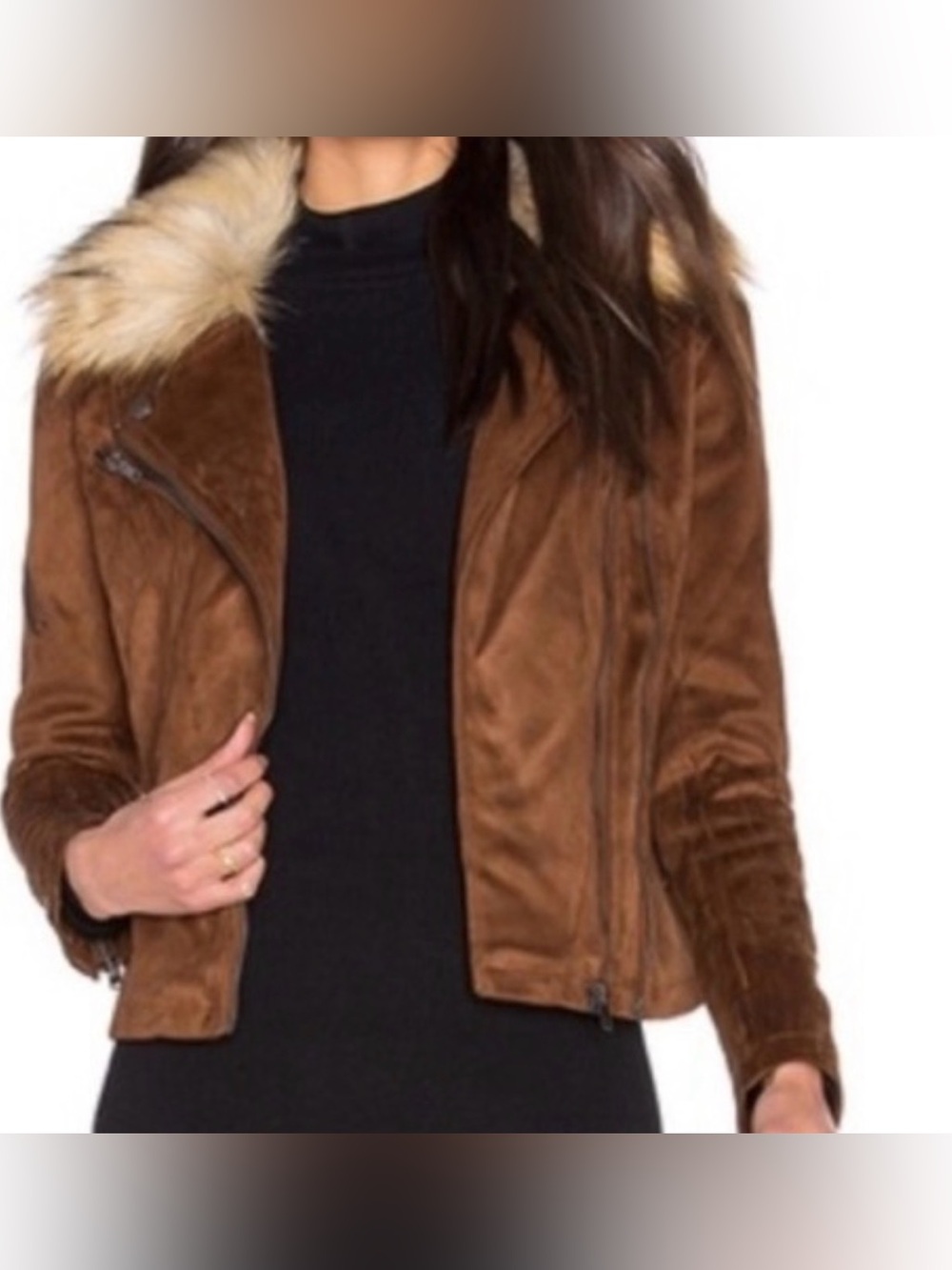 John+Jenn faux suede moto jacket M